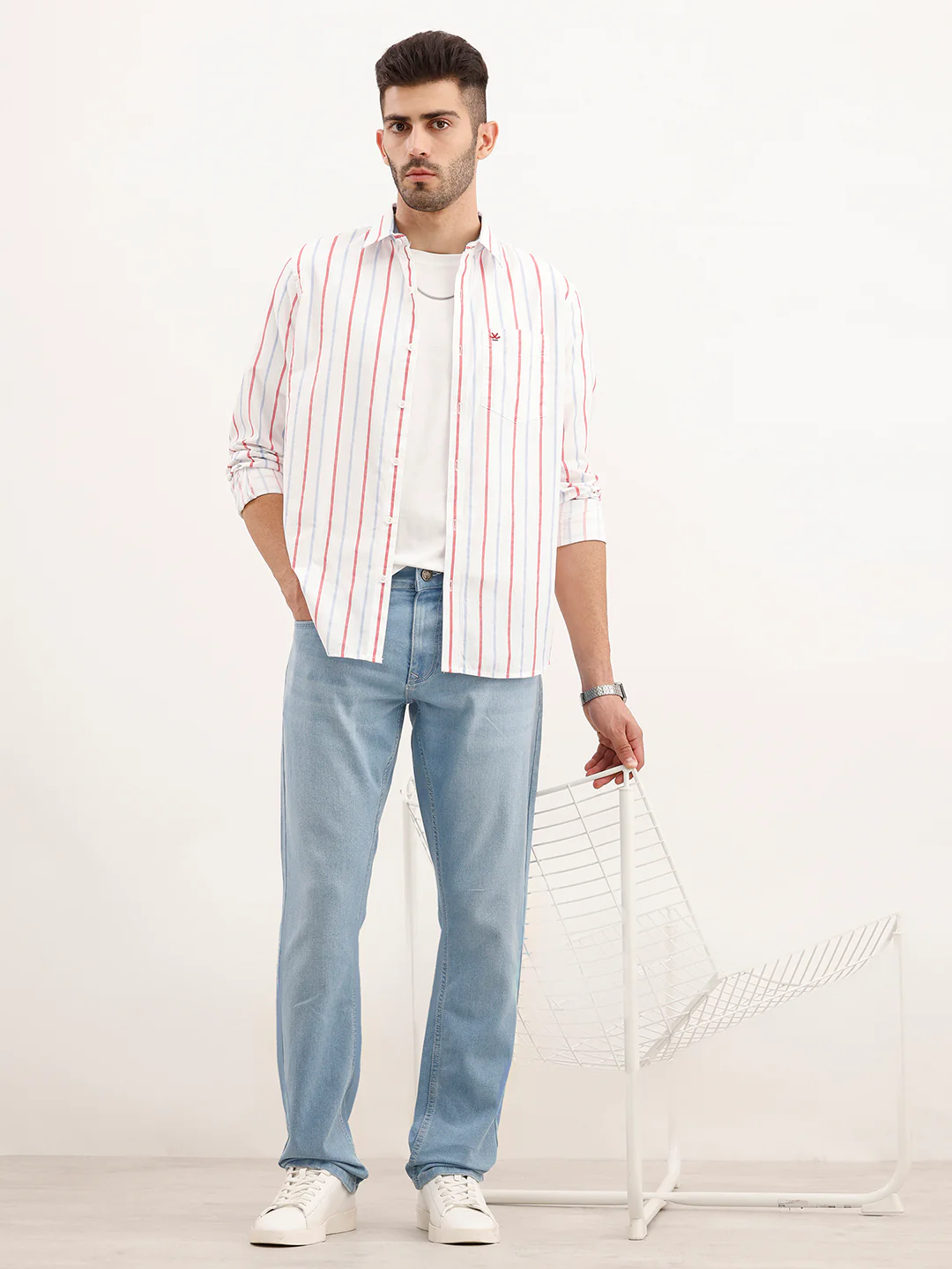 Slim Fit Striped Shirt | White - Image 2