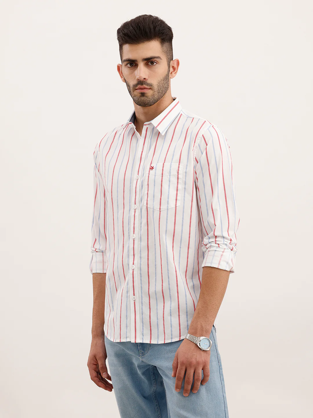 Slim Fit Striped Shirt | White - Image 4