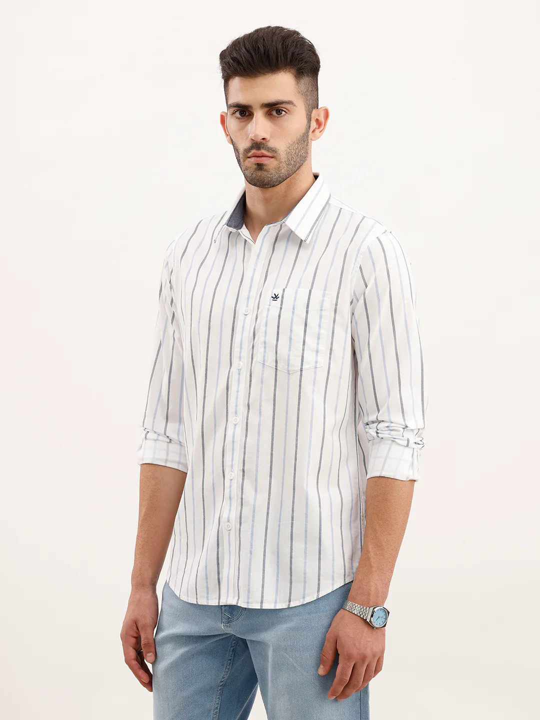 Slim Fit Striped Shirt | White - Image 4