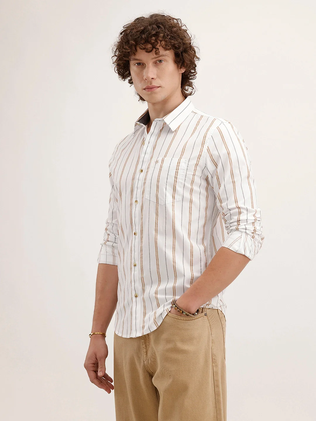 Slim Fit Striped Shirt | White - Image 4
