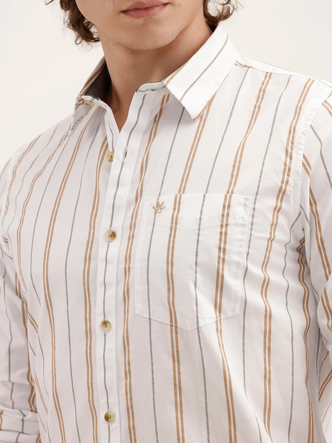 Slim Fit Striped Shirt | White - Image 5