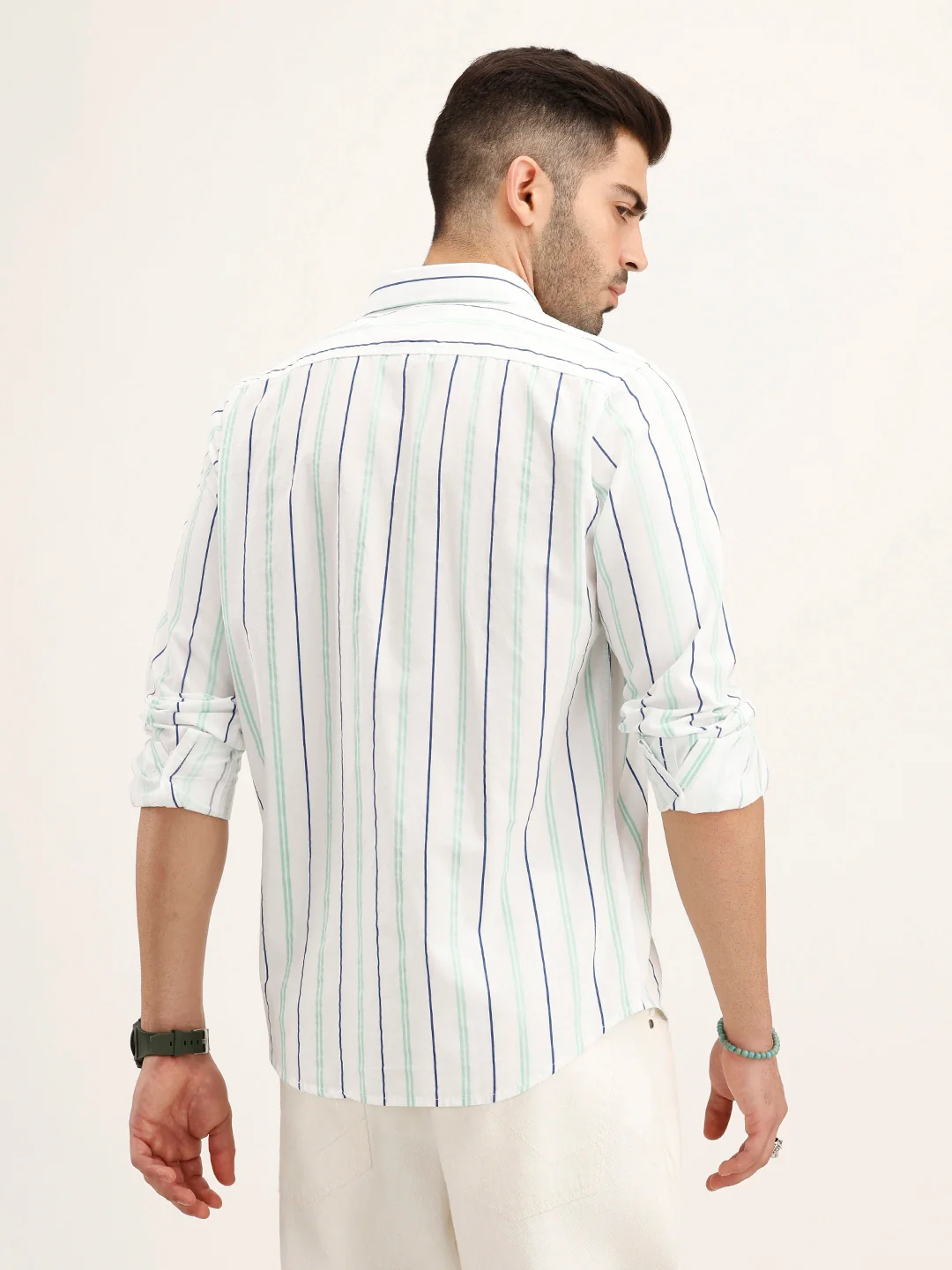 Slim Fit Striped Shirt | White - Image 3