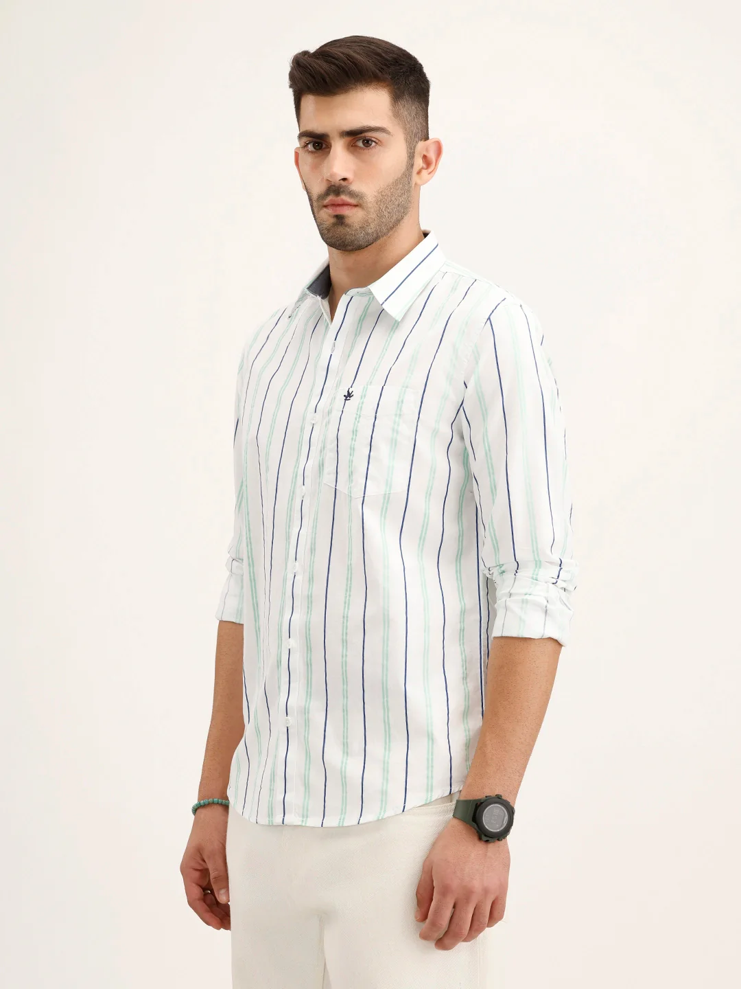 Slim Fit Striped Shirt | White - Image 4