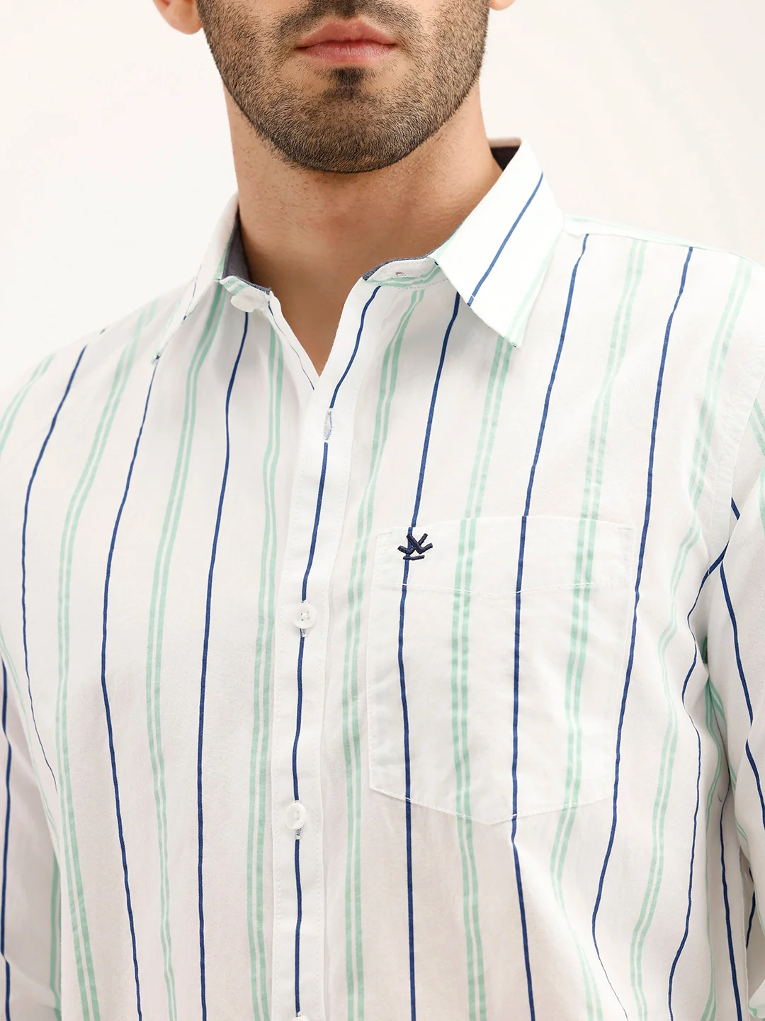 Slim Fit Striped Shirt | White - Image 5