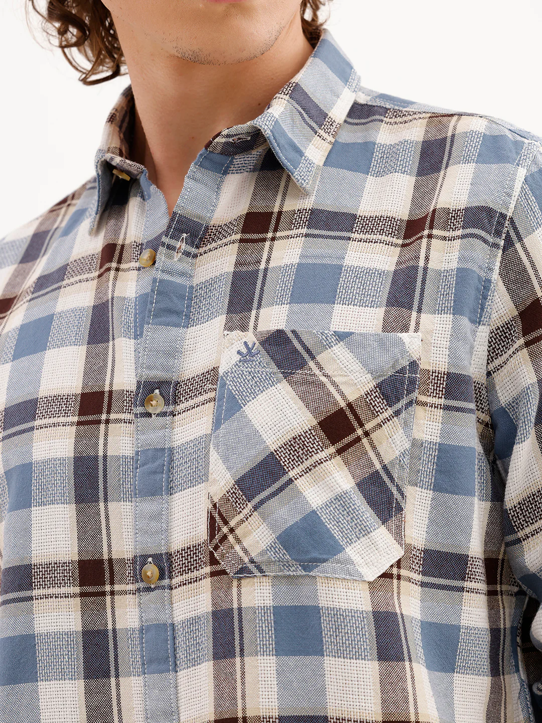 Slim Fit Textured Shirt  | Blue - Image 5
