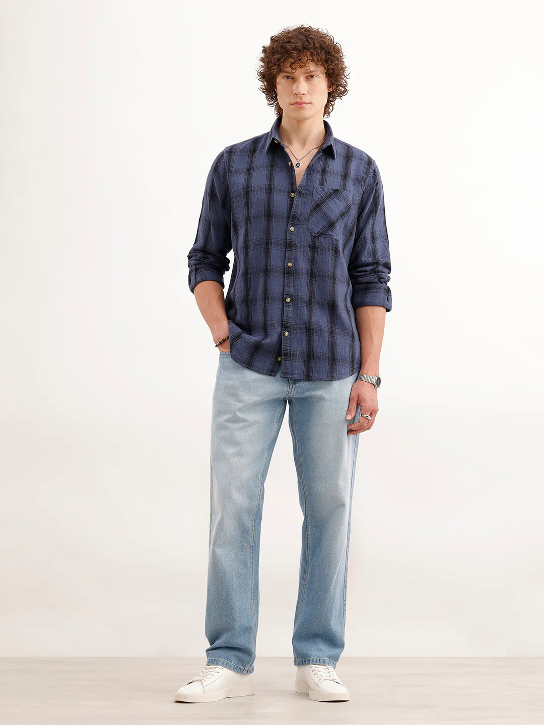 Slim Fit Textured Shirt  | Blue - Image 2
