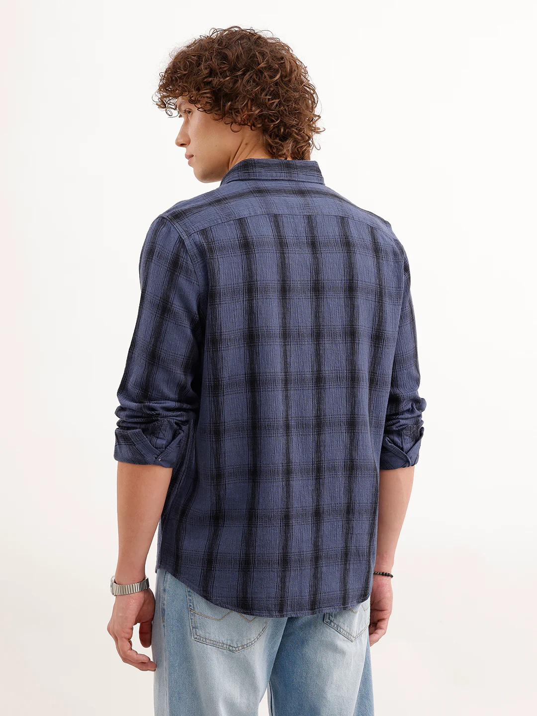 Slim Fit Textured Shirt  | Blue - Image 3