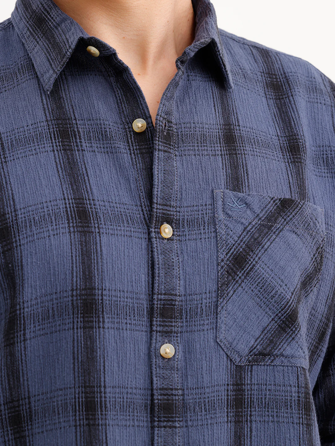 Slim Fit Textured Shirt  | Blue - Image 5