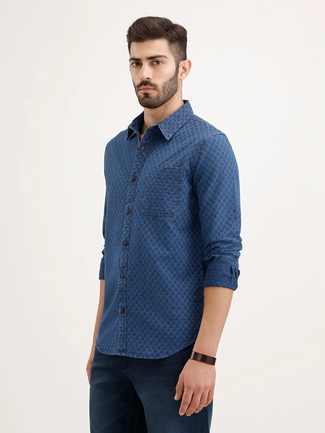 Slim Fit Textured Shirt | Blue - Image 4