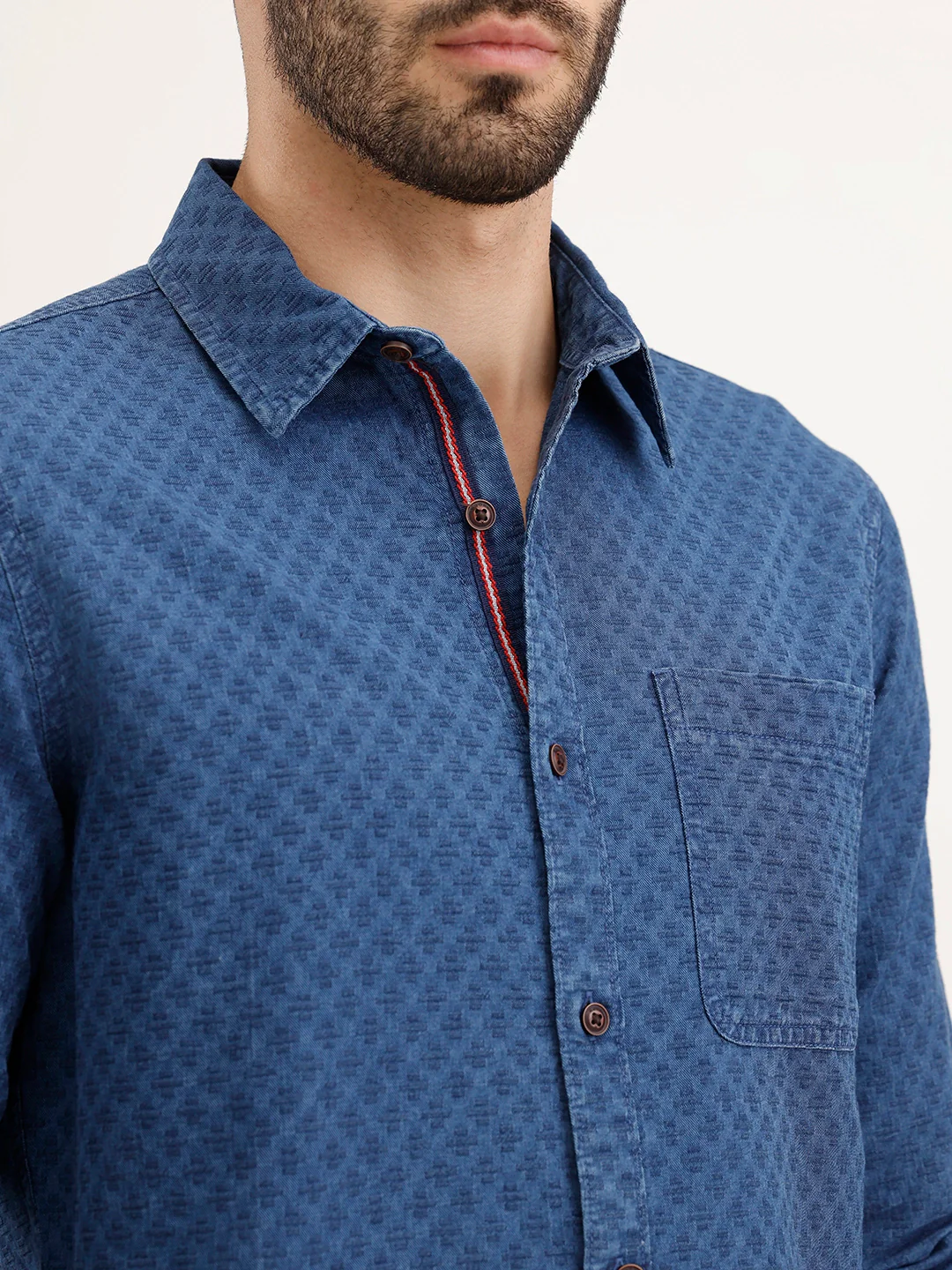 Slim Fit Textured Shirt | Blue - Image 5