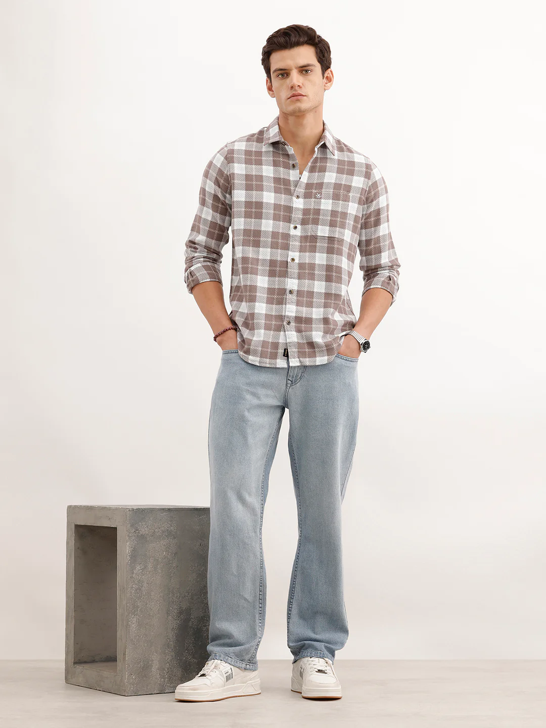 Slim Fit Textured Shirt  | Brown - Image 2