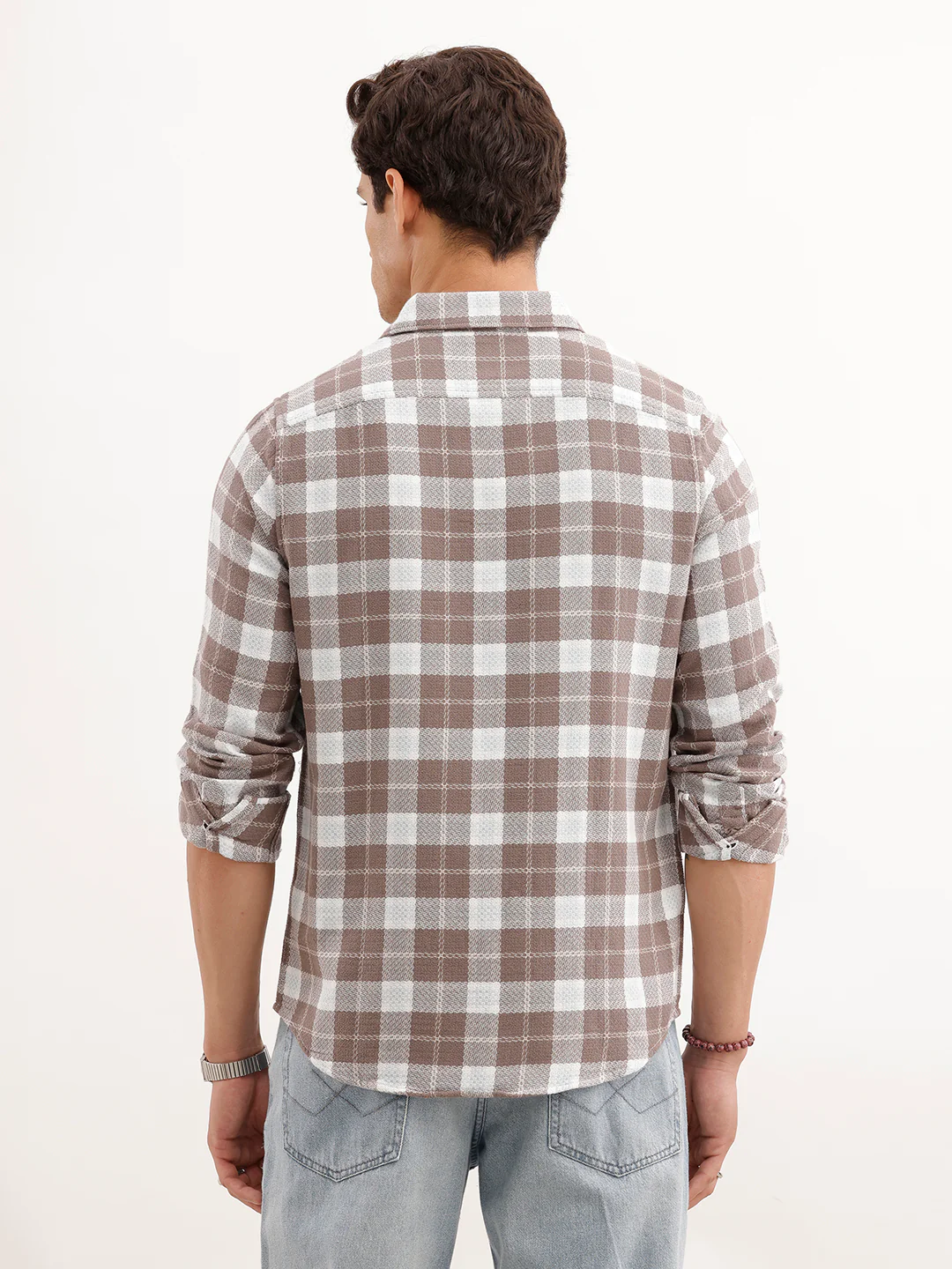 Slim Fit Textured Shirt  | Brown - Image 3