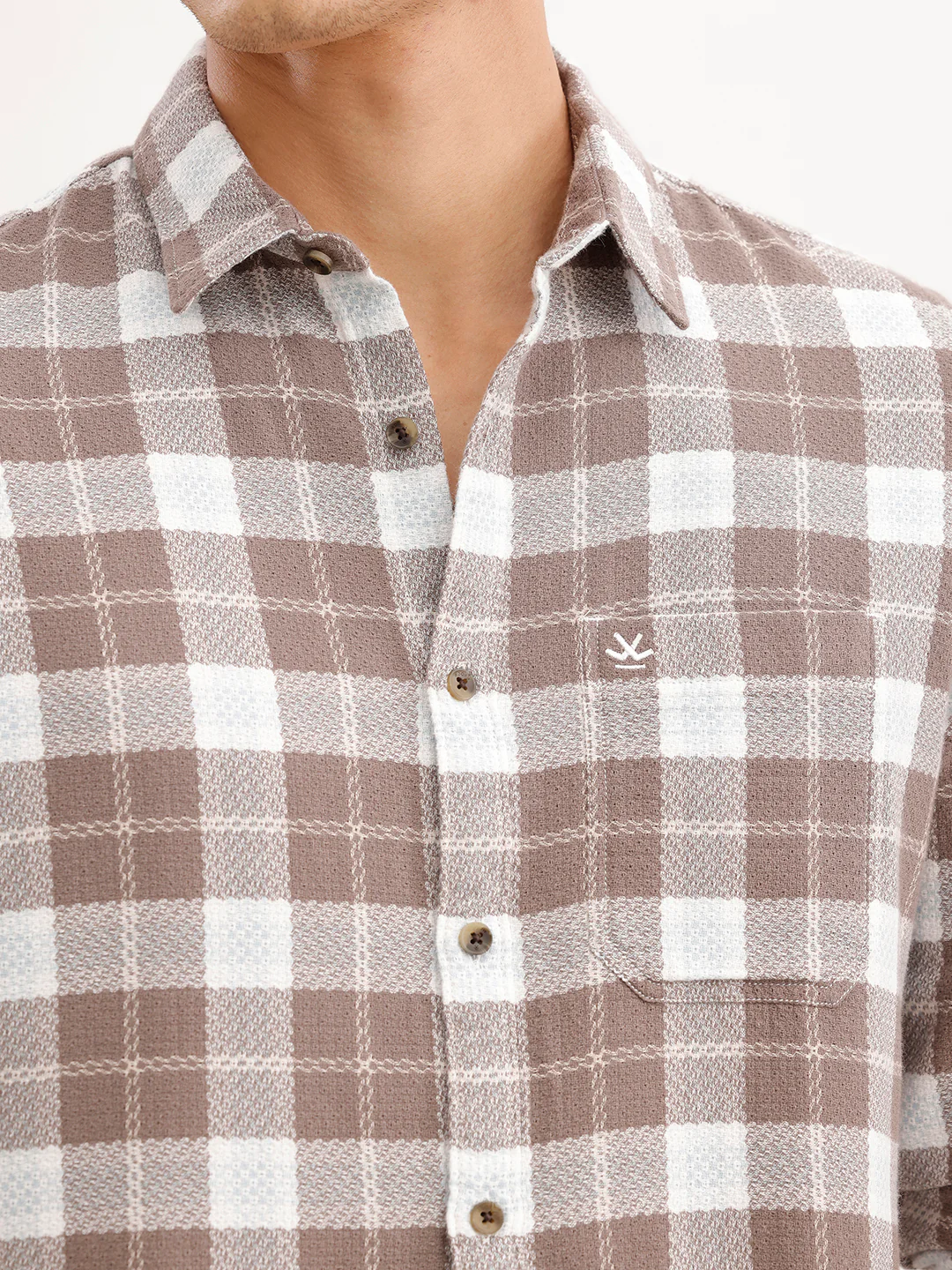 Slim Fit Textured Shirt  | Brown - Image 5