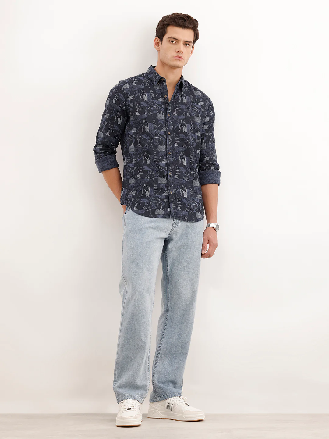 Slim Fit Textured Shirt  | Dark Blue - Image 2