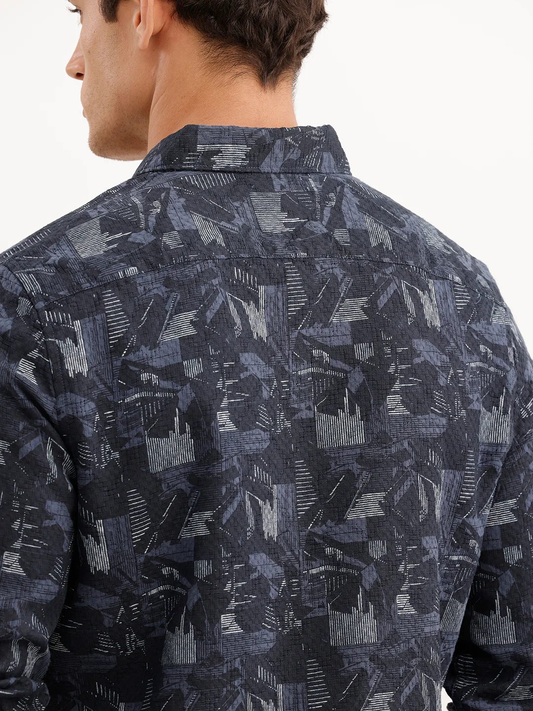 Slim Fit Textured Shirt  | Dark Blue - Image 5