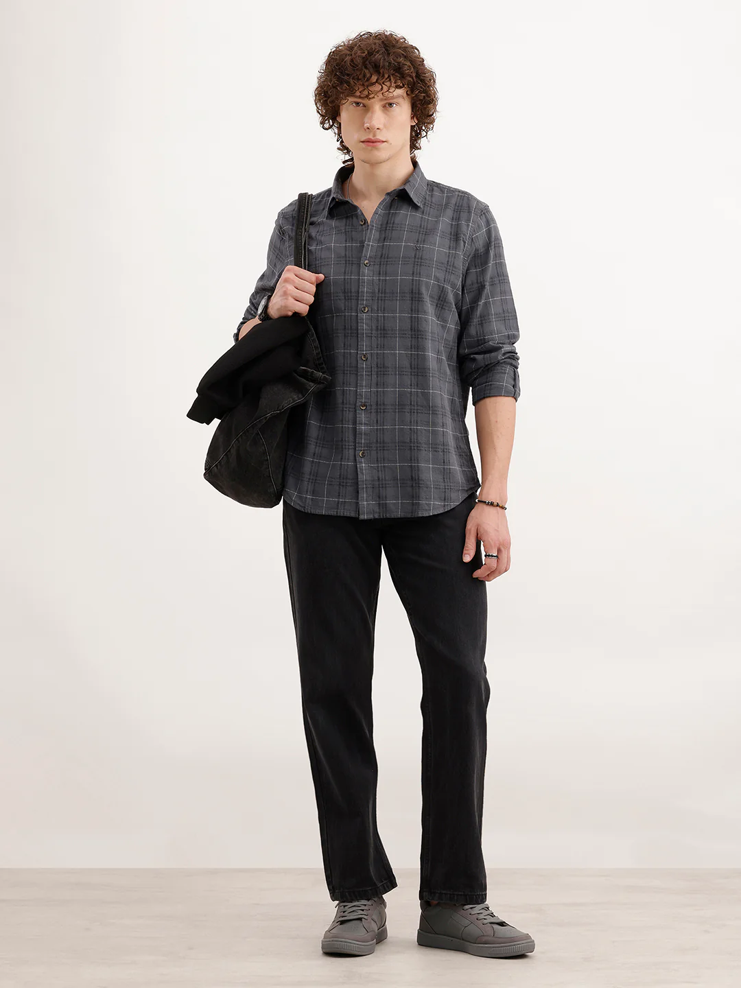 Slim Fit Textured Shirt  | Dark Grey - Image 2