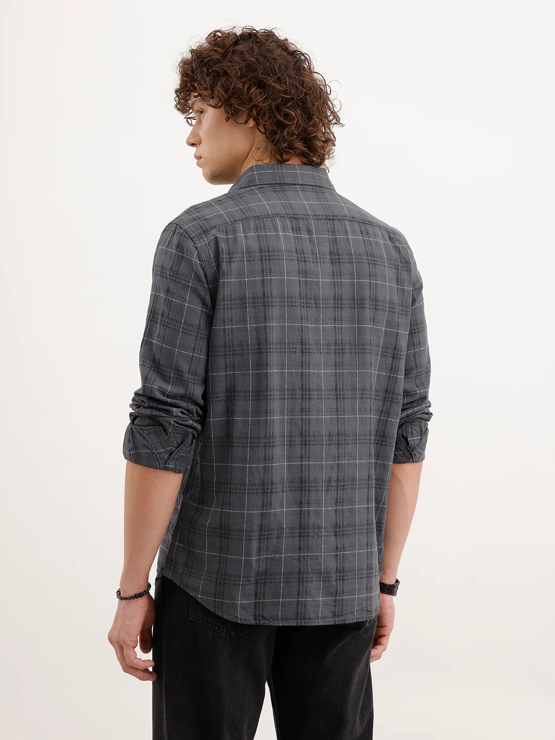 Slim Fit Textured Shirt  | Dark Grey - Image 3