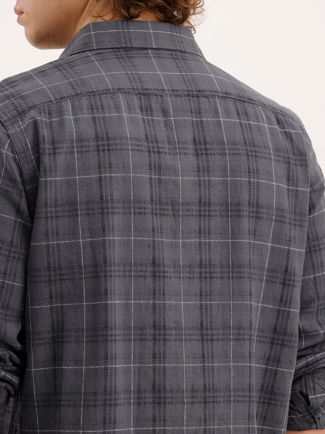 Slim Fit Textured Shirt  | Dark Grey - Image 5