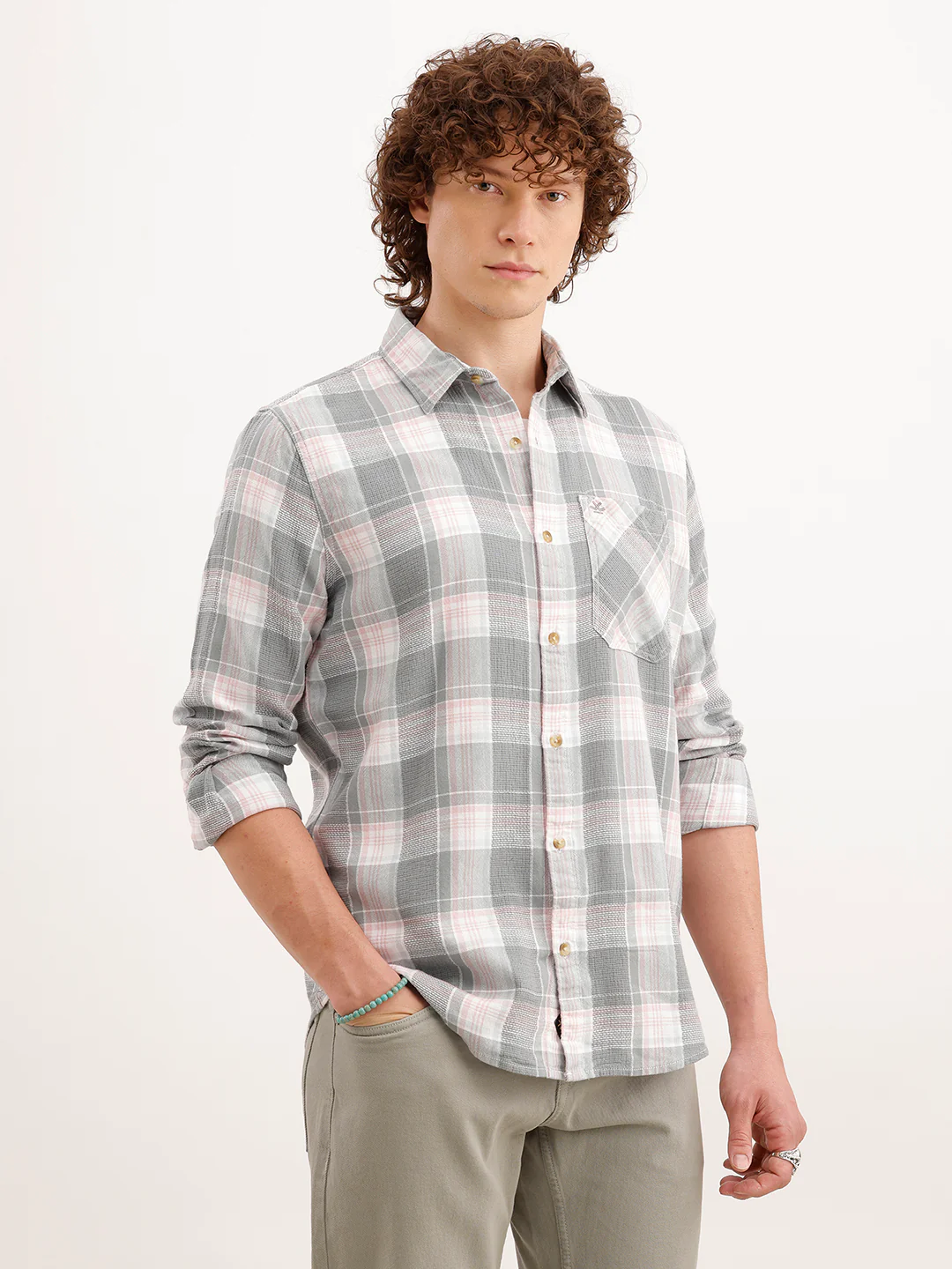 Slim Fit Textured Shirt  | Grey - Image 4