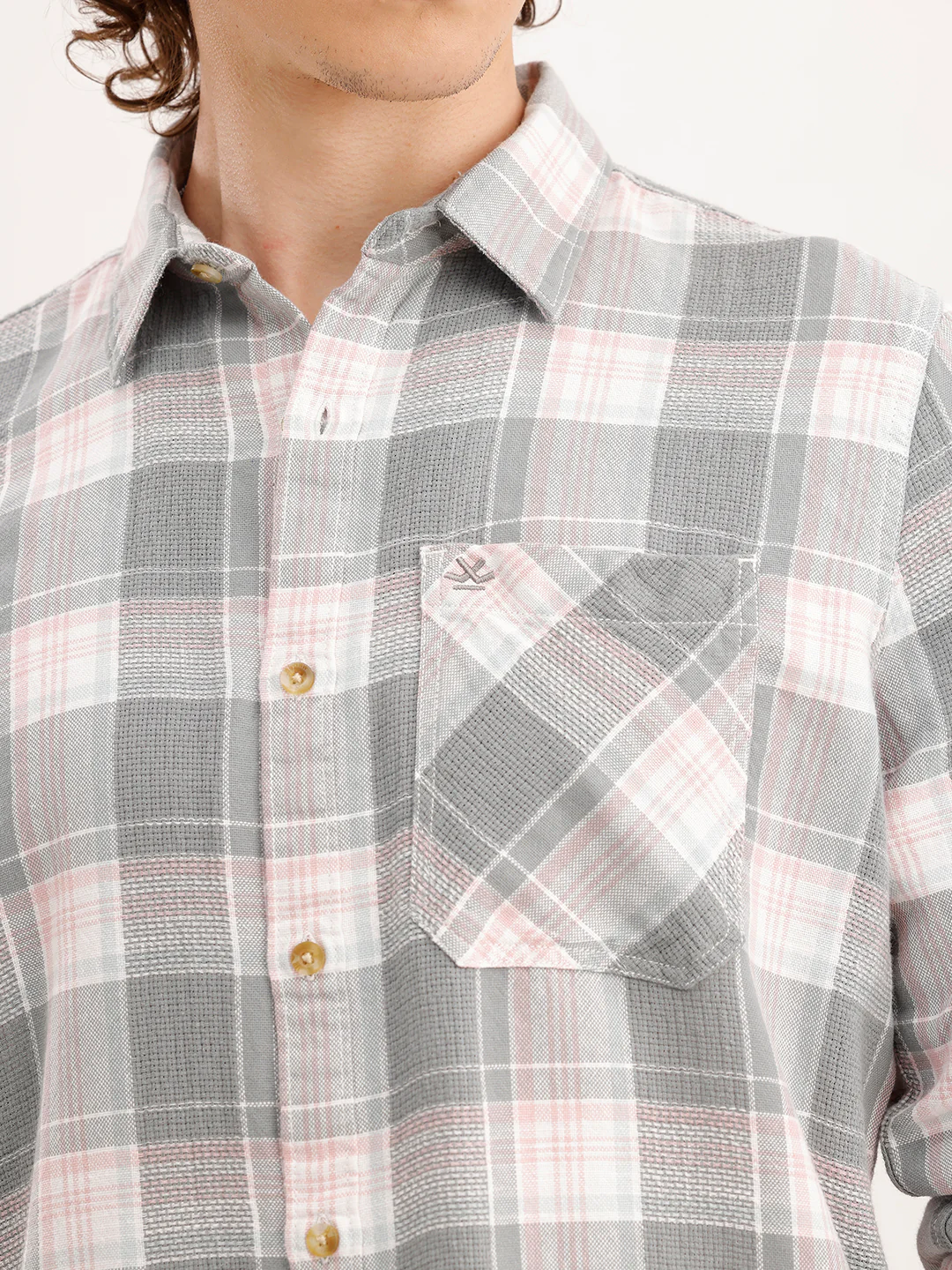 Slim Fit Textured Shirt  | Grey - Image 5