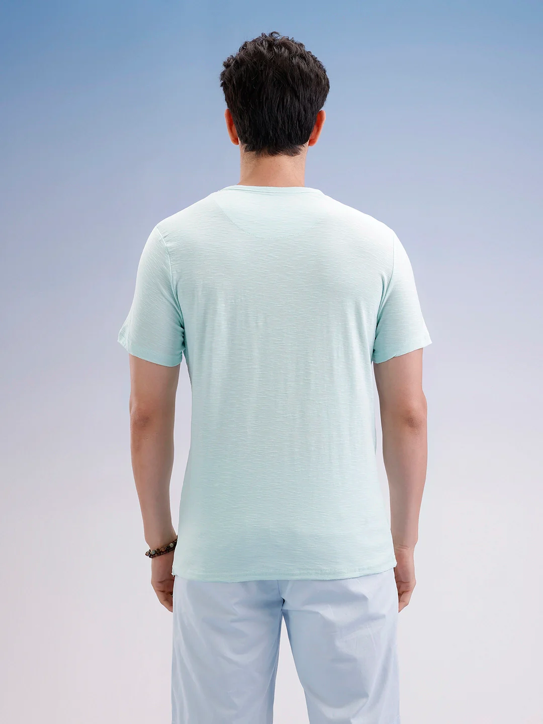 Slim Fit Textured T-Shirt | Light Green - Image 3
