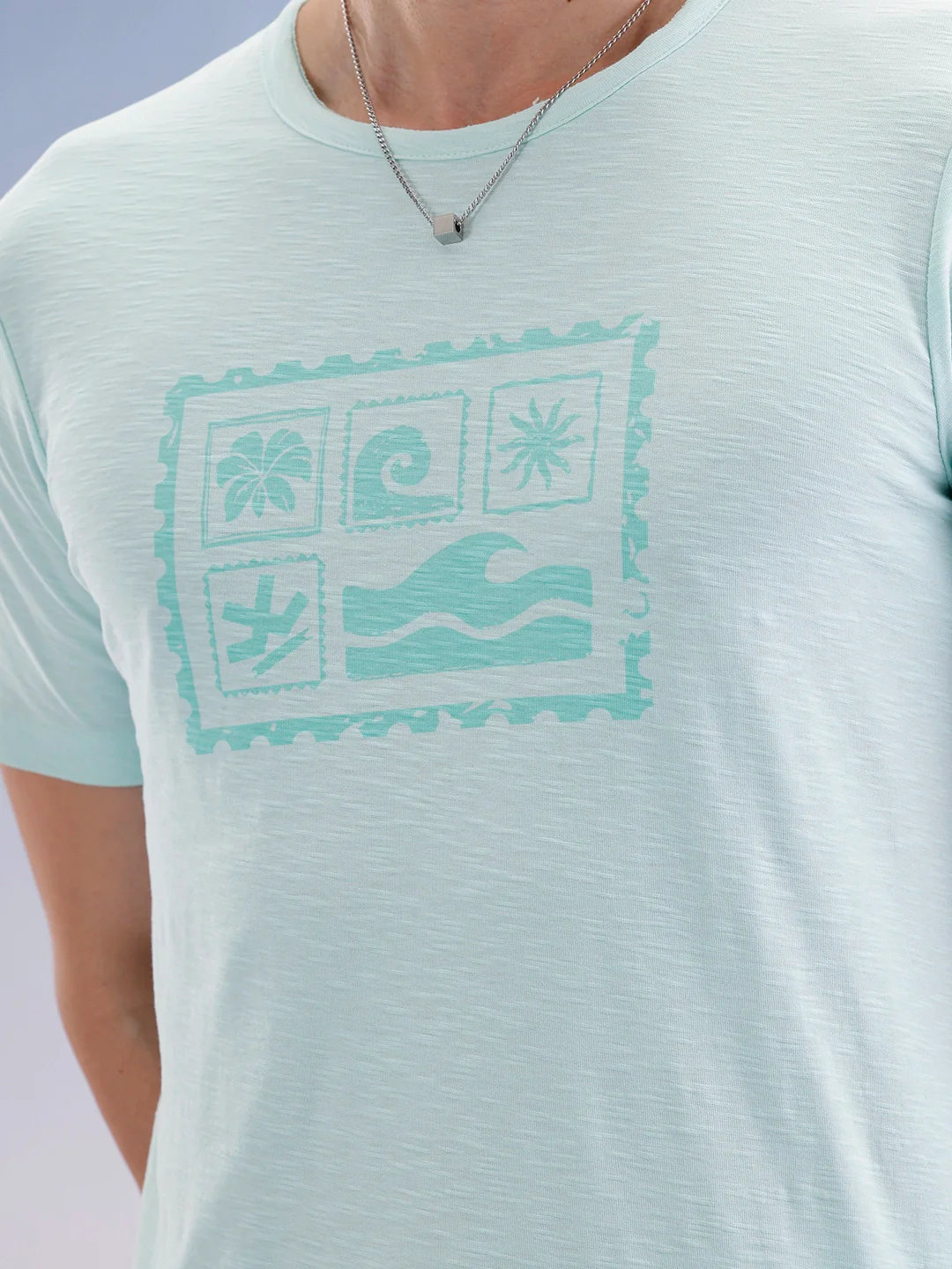 Slim Fit Textured T-Shirt | Light Green - Image 5