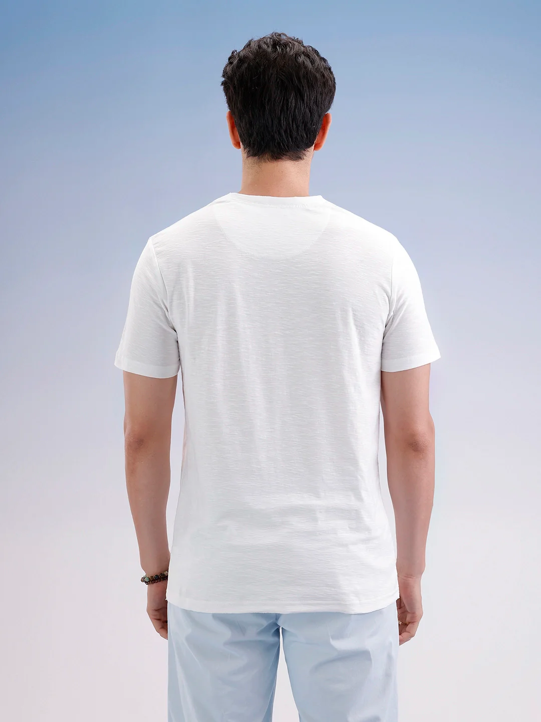 Slim Fit Textured T-Shirt | Off White - Image 3