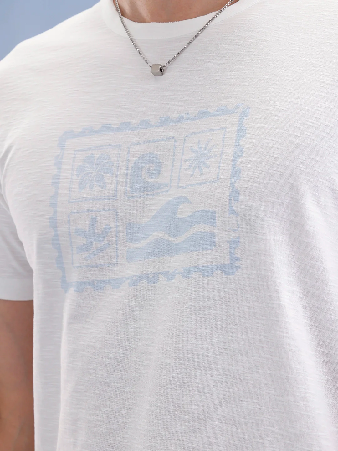 Slim Fit Textured T-Shirt | Off White - Image 5