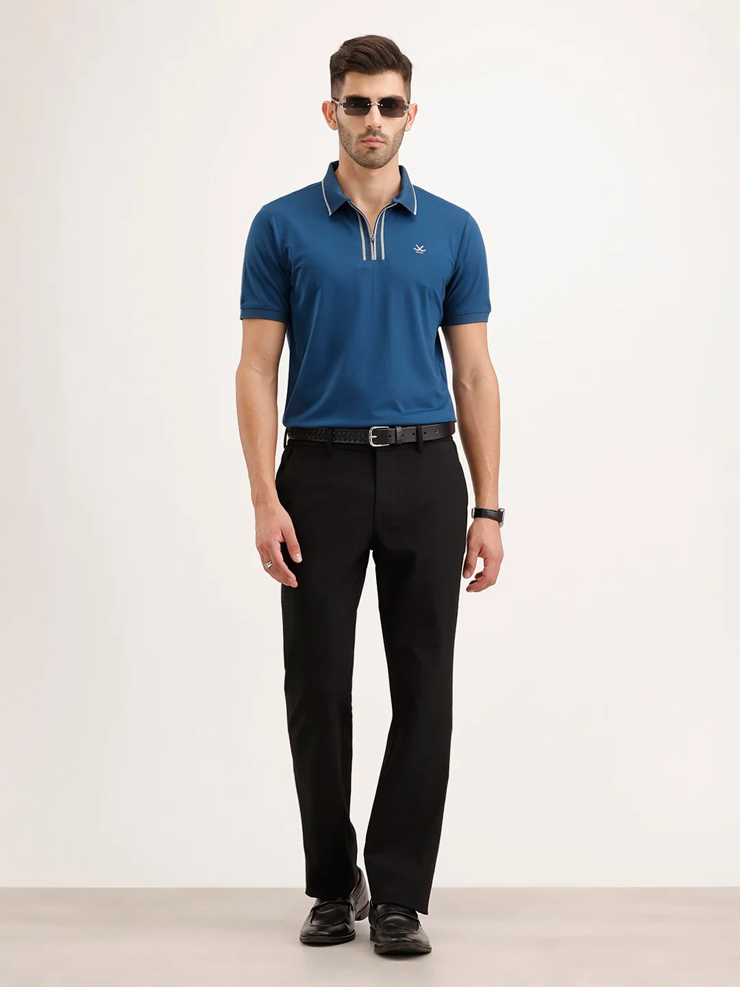 Slim Fit Tipping Collar T-Shirt | Dark Blue - Image 2