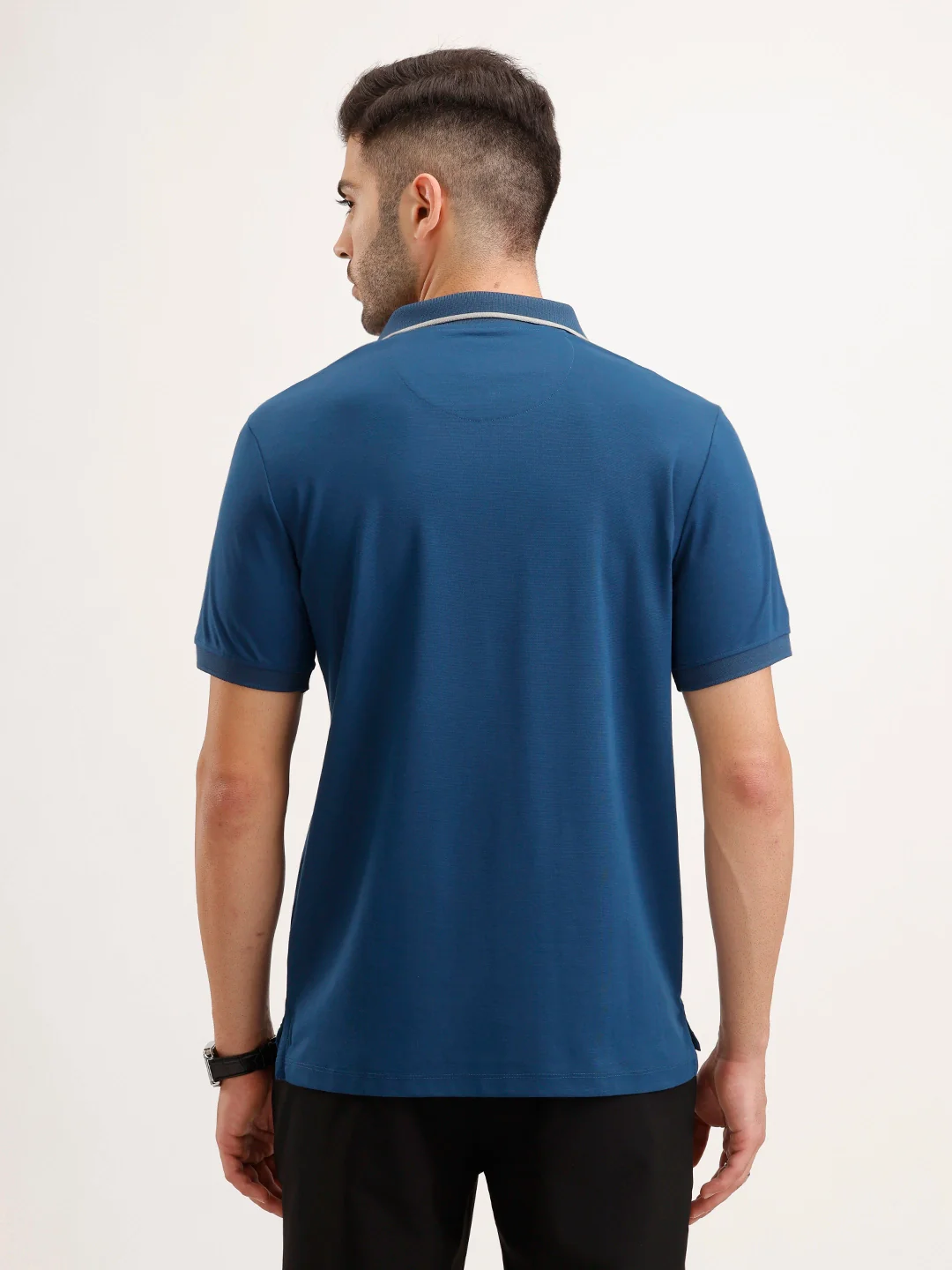 Slim Fit Tipping Collar T-Shirt | Dark Blue - Image 3