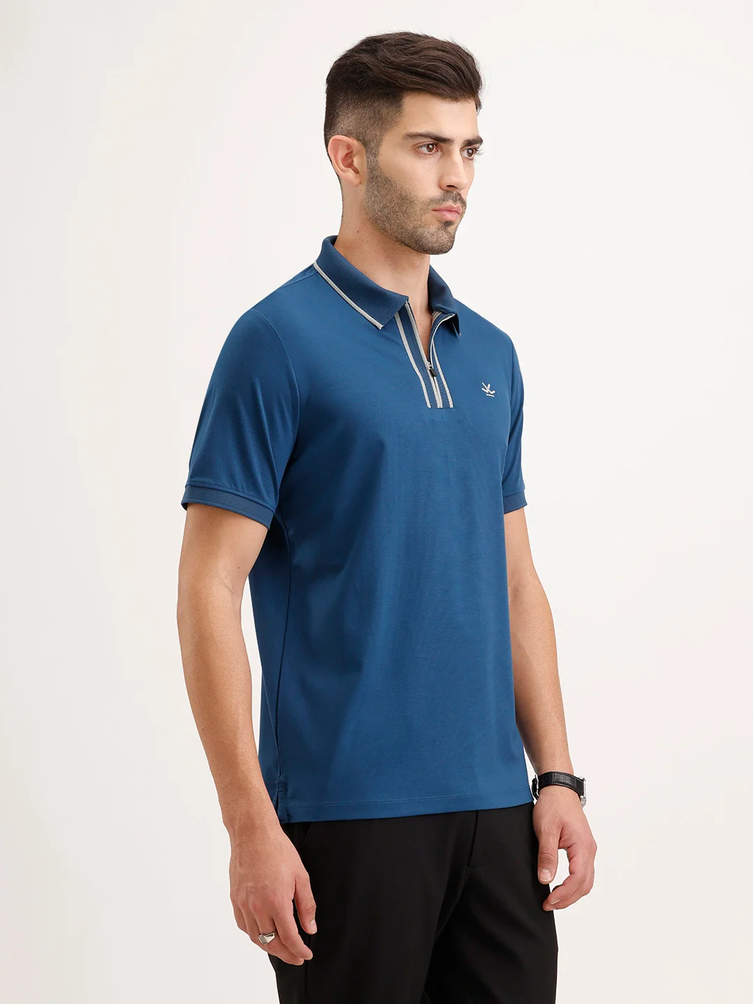 Slim Fit Tipping Collar T-Shirt | Dark Blue - Image 4