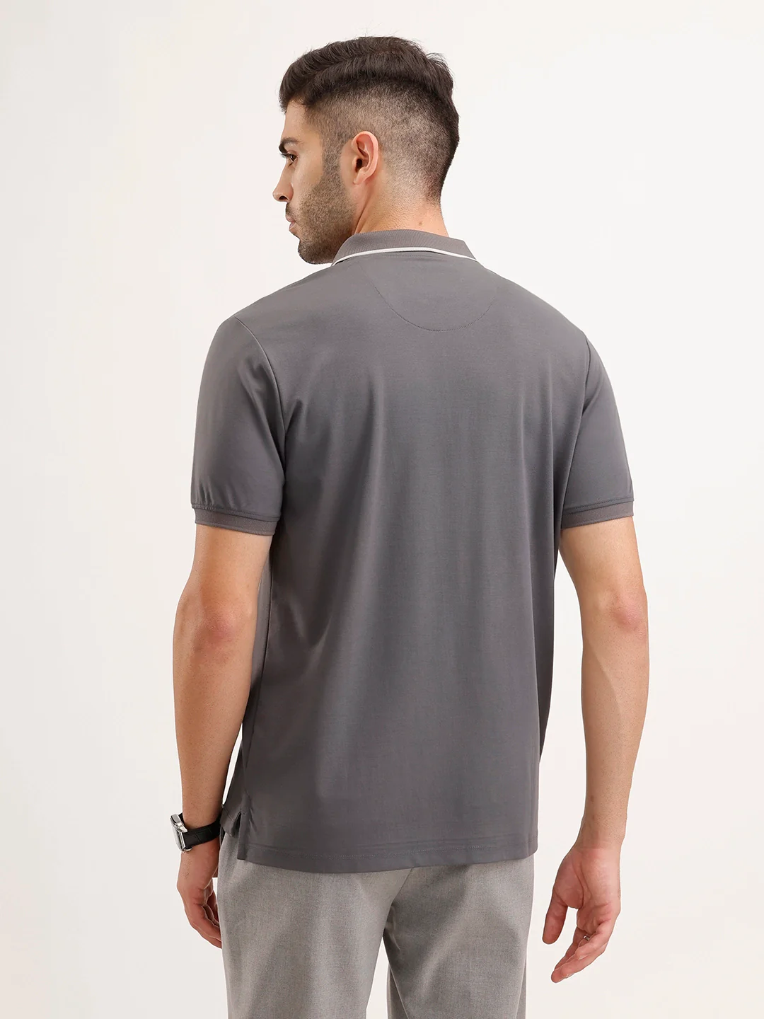 Slim Fit Tipping Collar T-Shirt | Dark Grey - Image 3