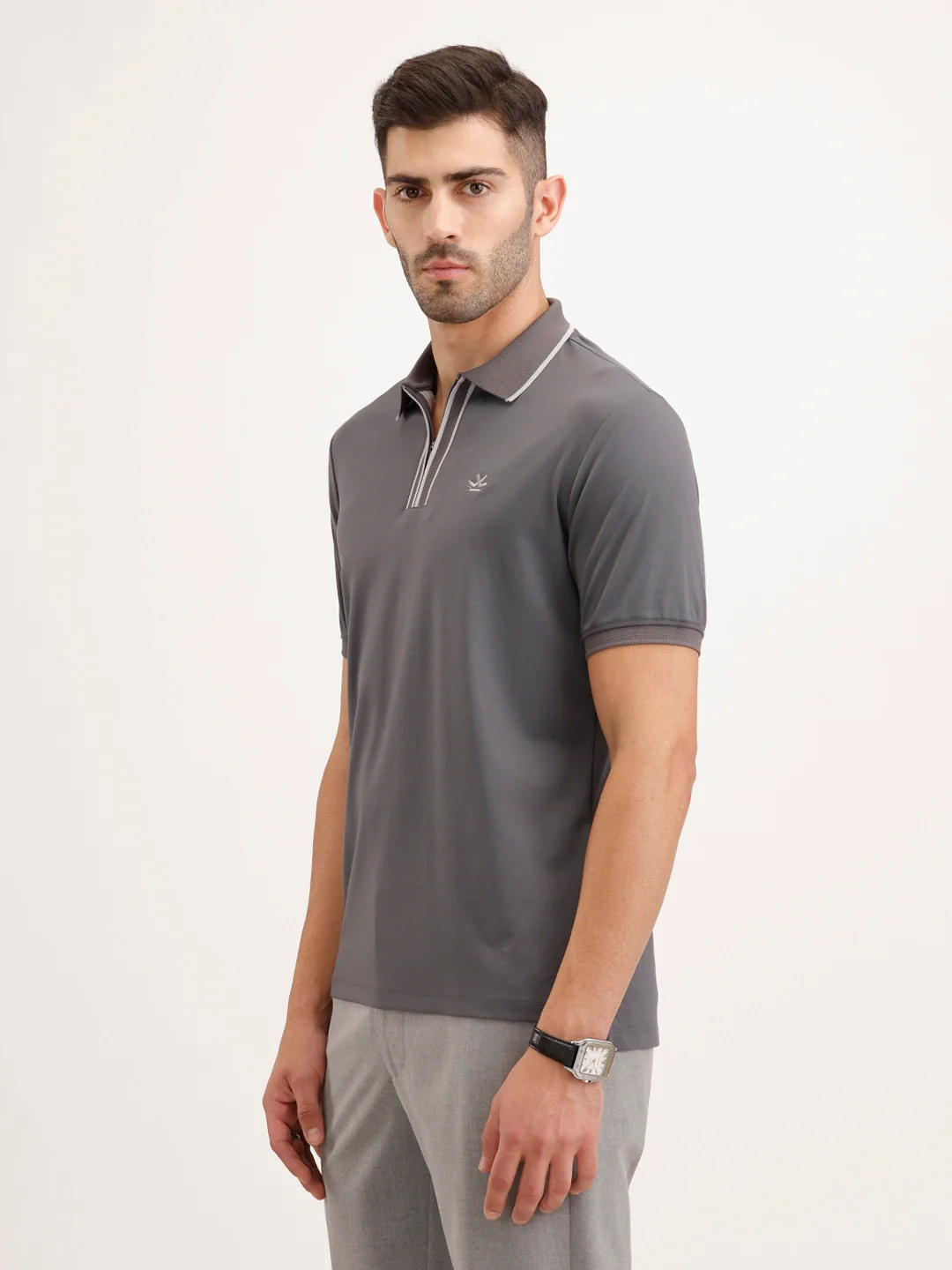 Slim Fit Tipping Collar T-Shirt | Dark Grey - Image 4