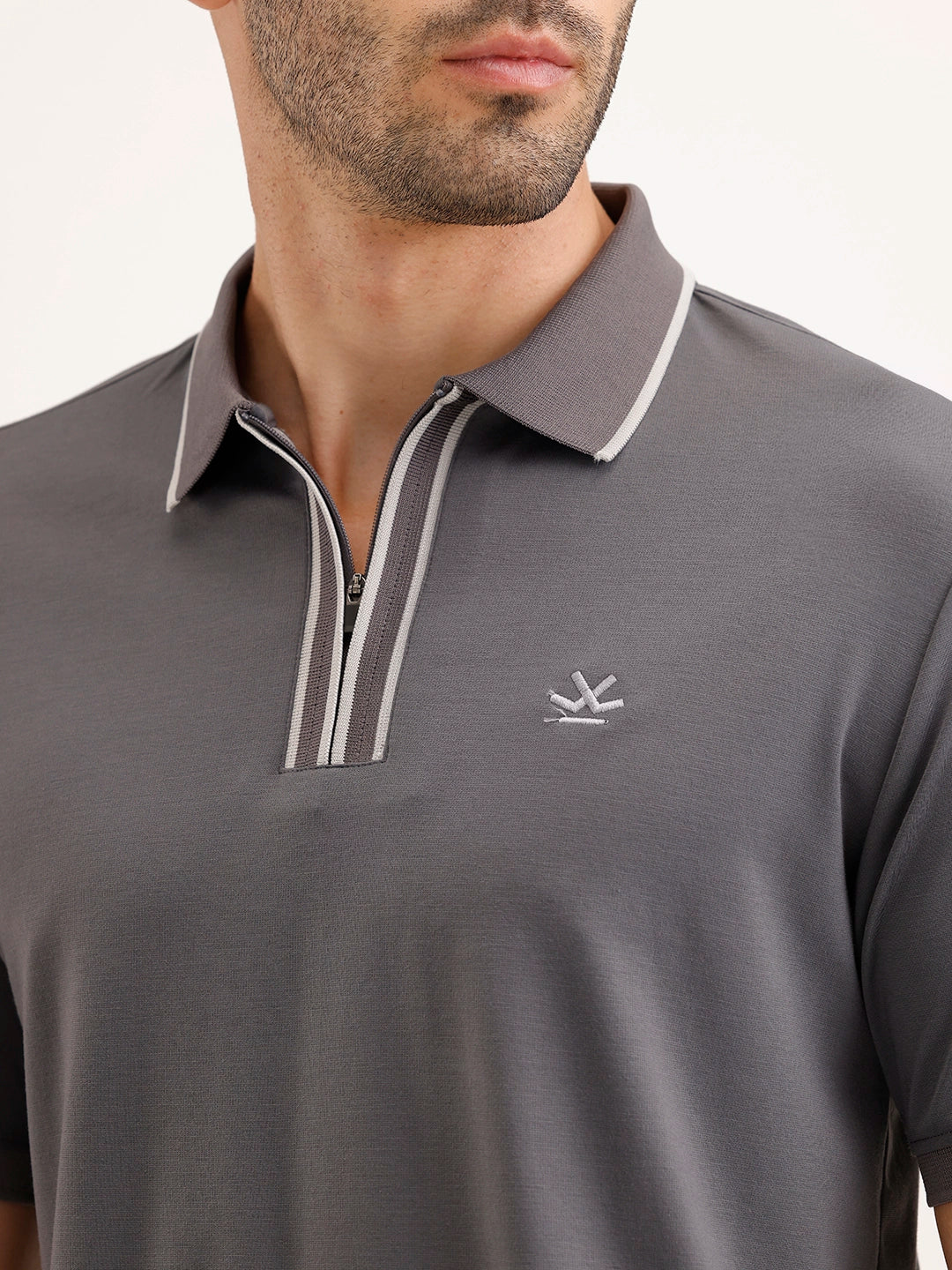 Slim Fit Tipping Collar T-Shirt | Dark Grey - Image 5