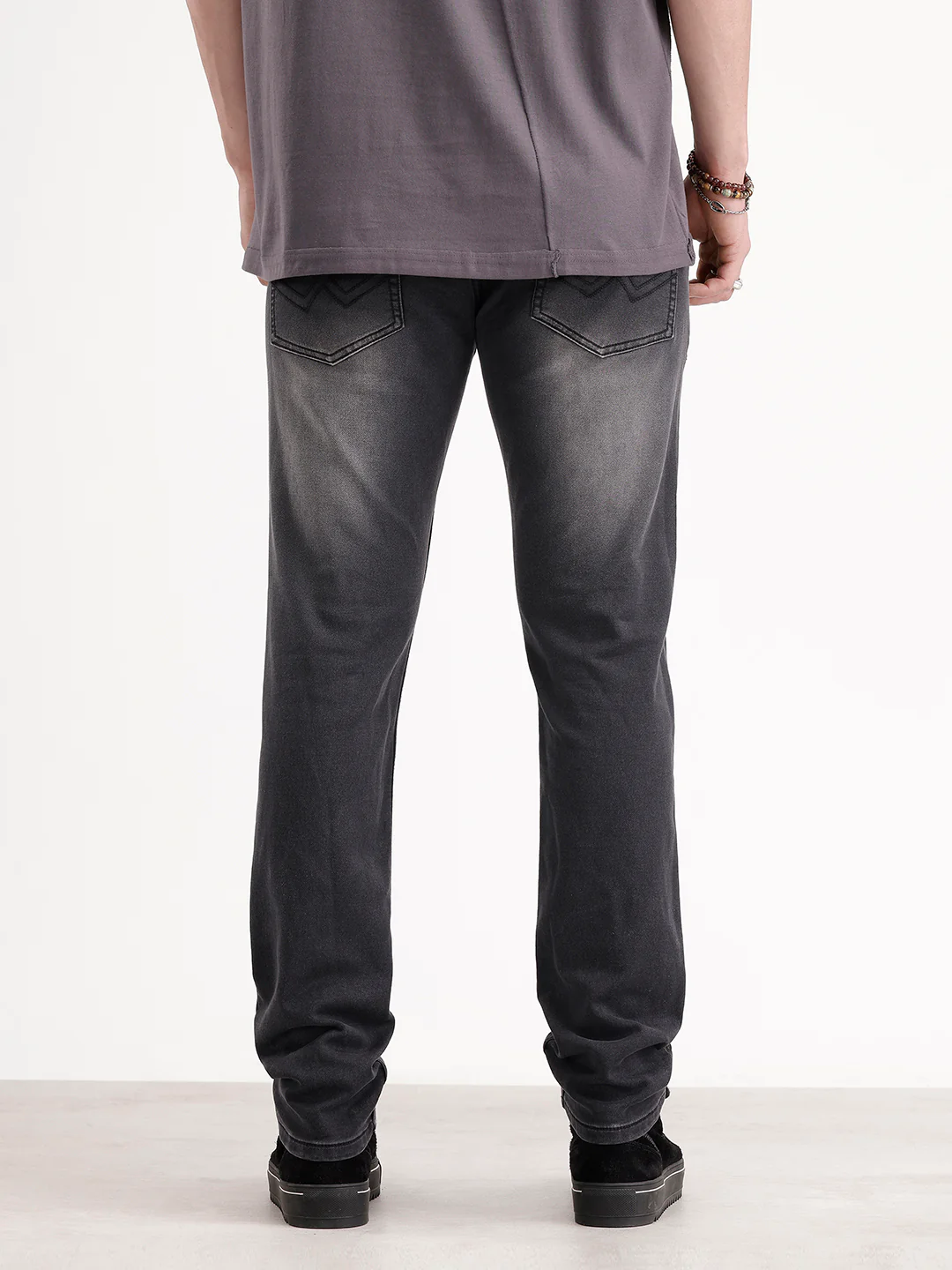 Slim Fit Washed Denim Jeans | Black - Image 3