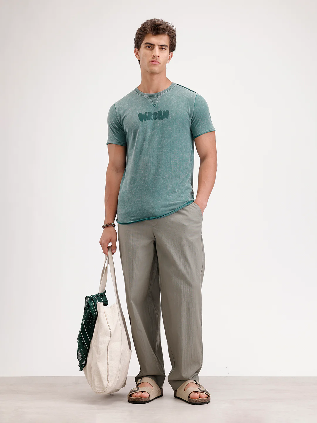 Slim Fit Washed T-Shirt  | Dark Green - Image 2