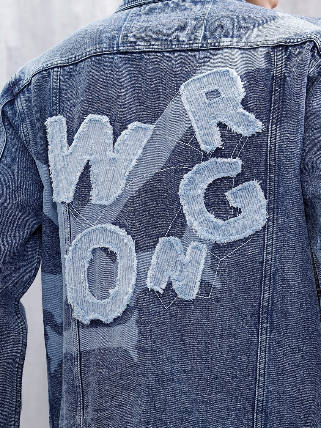Slim Fit Wrogn Appliqued Denim Jacket  | Med Stone - Image 5