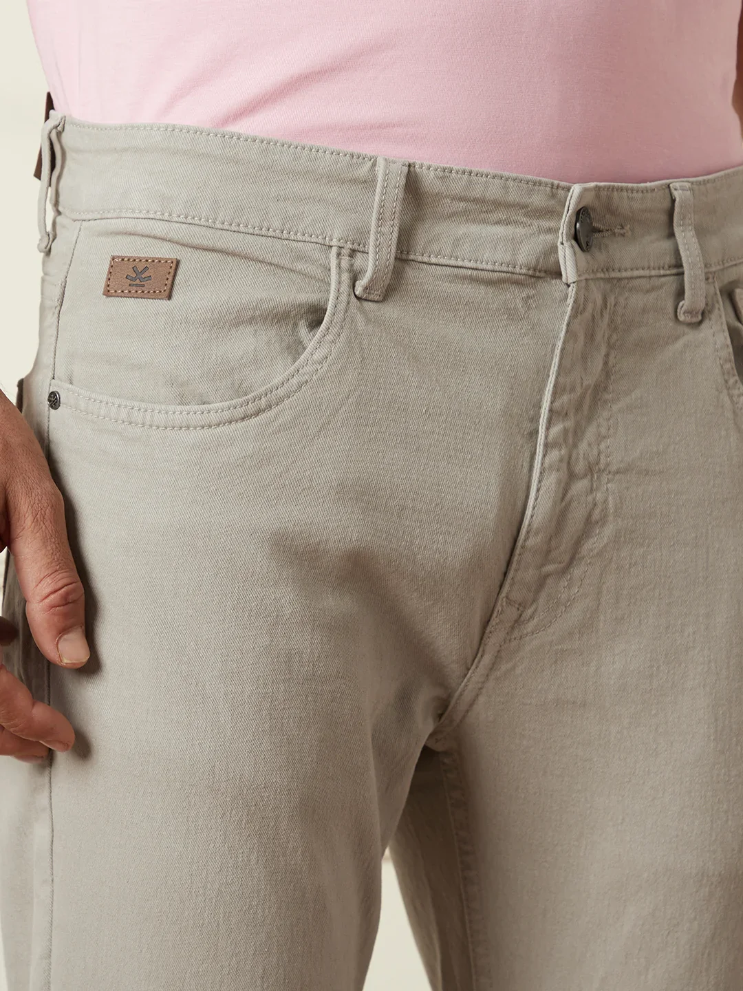 Casual Slim Tapered Jeans | Beige - Image 6