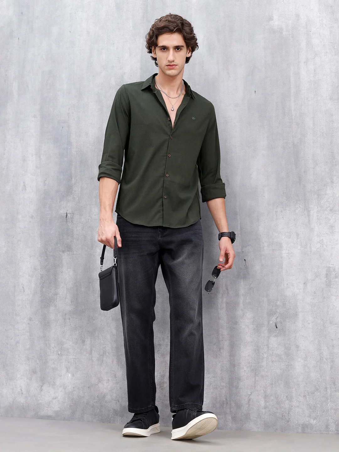 Smart Casual Men’s Slim Fit Shirt | Dark Green - Image 2