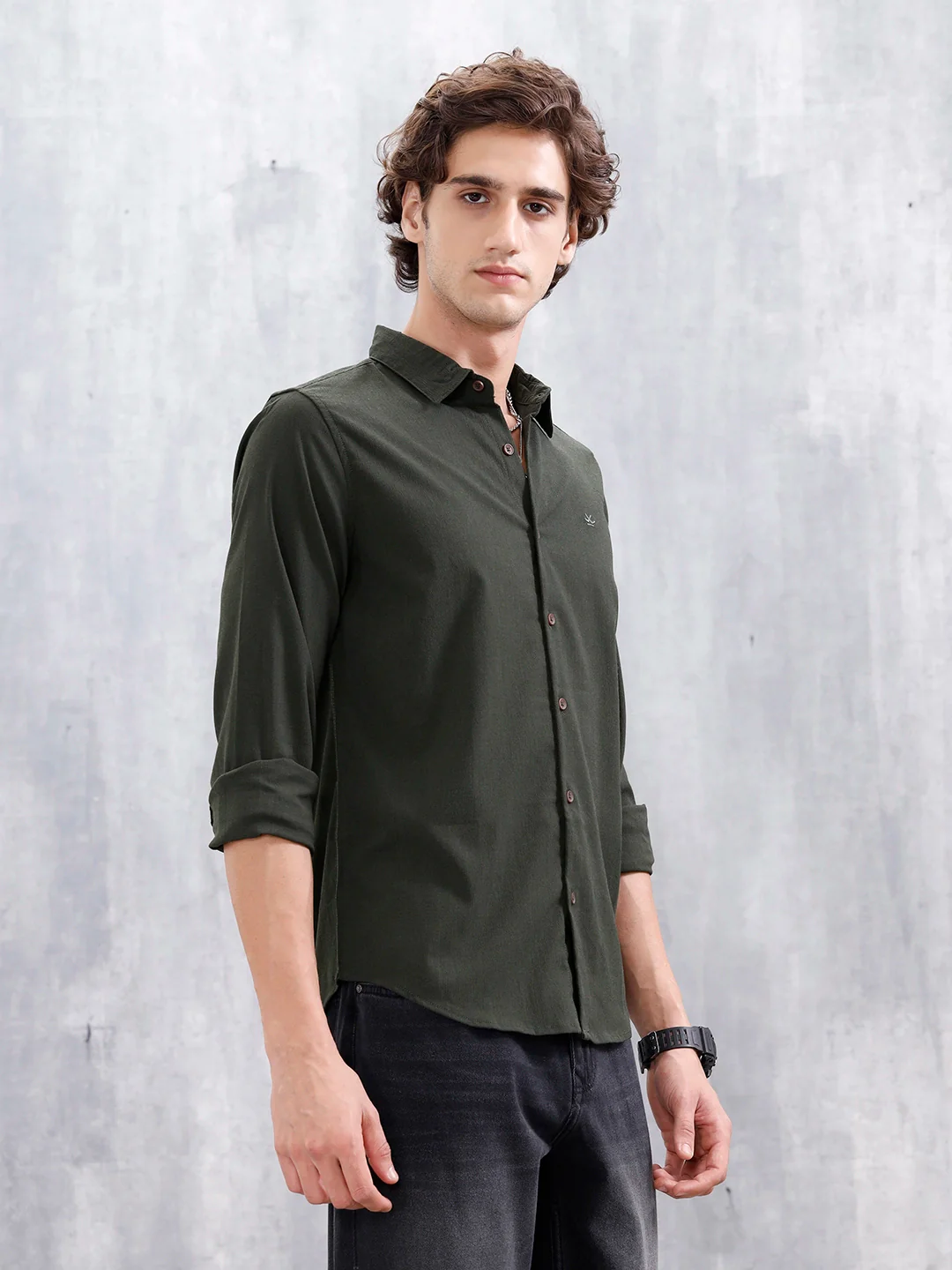Smart Casual Men’s Slim Fit Shirt | Dark Green - Image 4