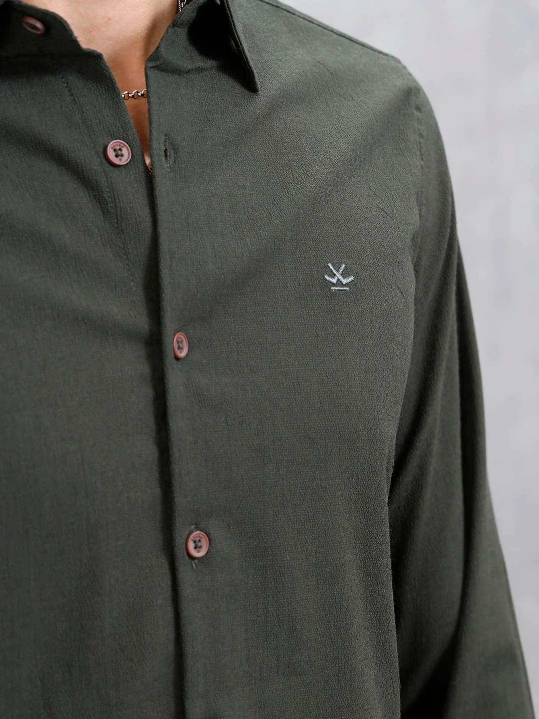 Smart Casual Men’s Slim Fit Shirt | Dark Green - Image 5