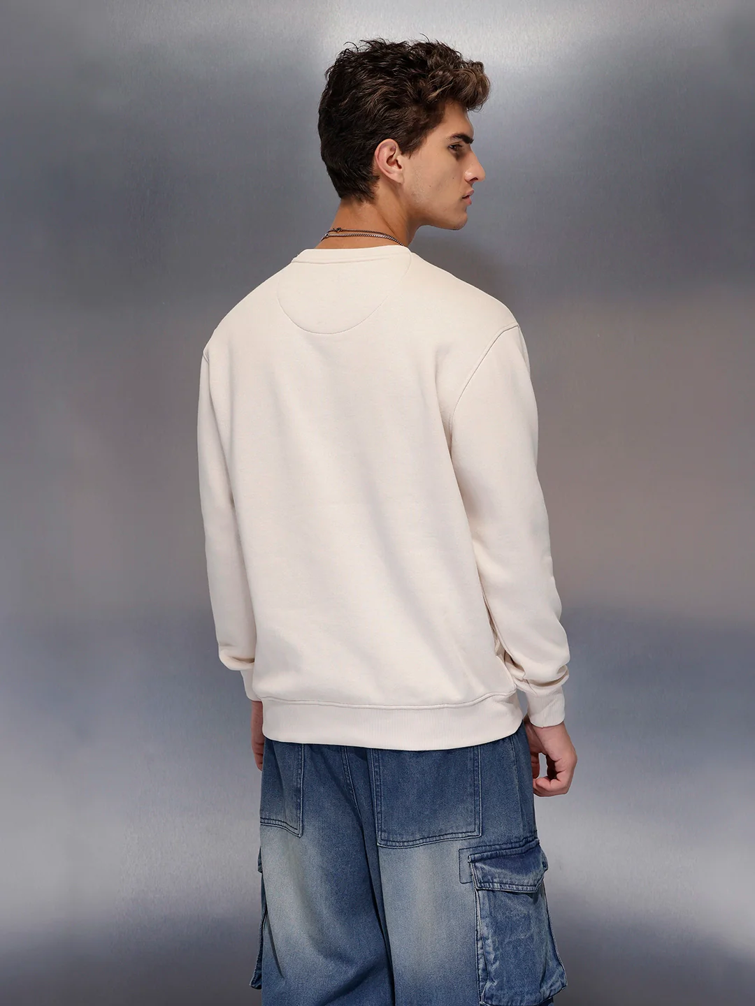 Soft Beige Casual Graphic Sweater | Beige - Image 3