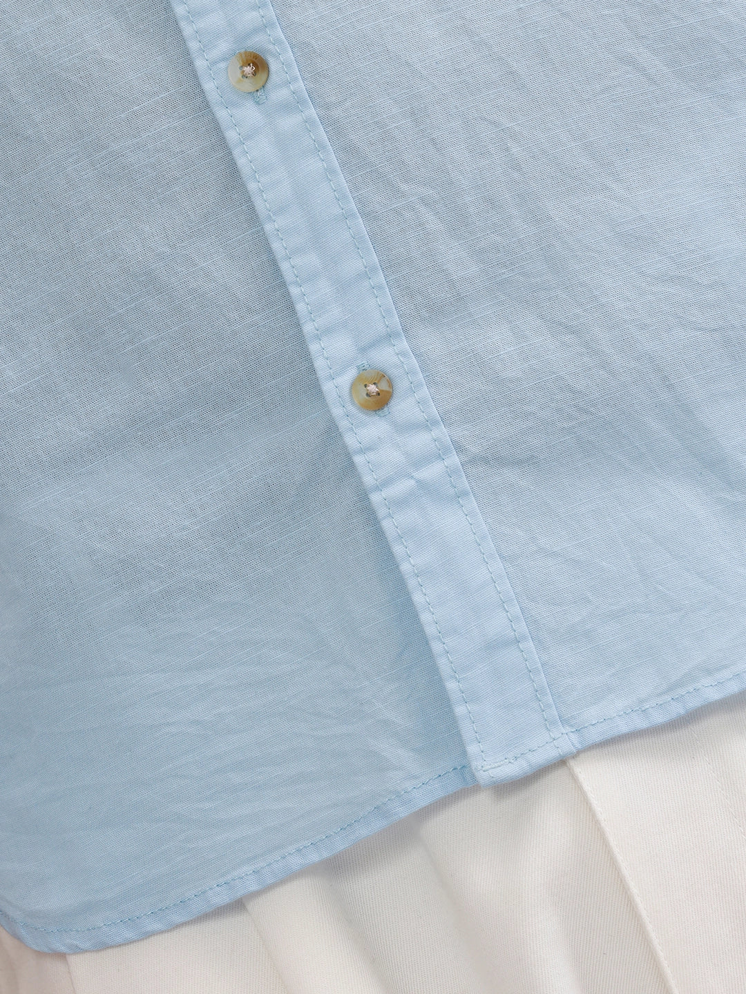 Solid 100%Cotton Regular Fit Shirt | Light Blue - Image 5