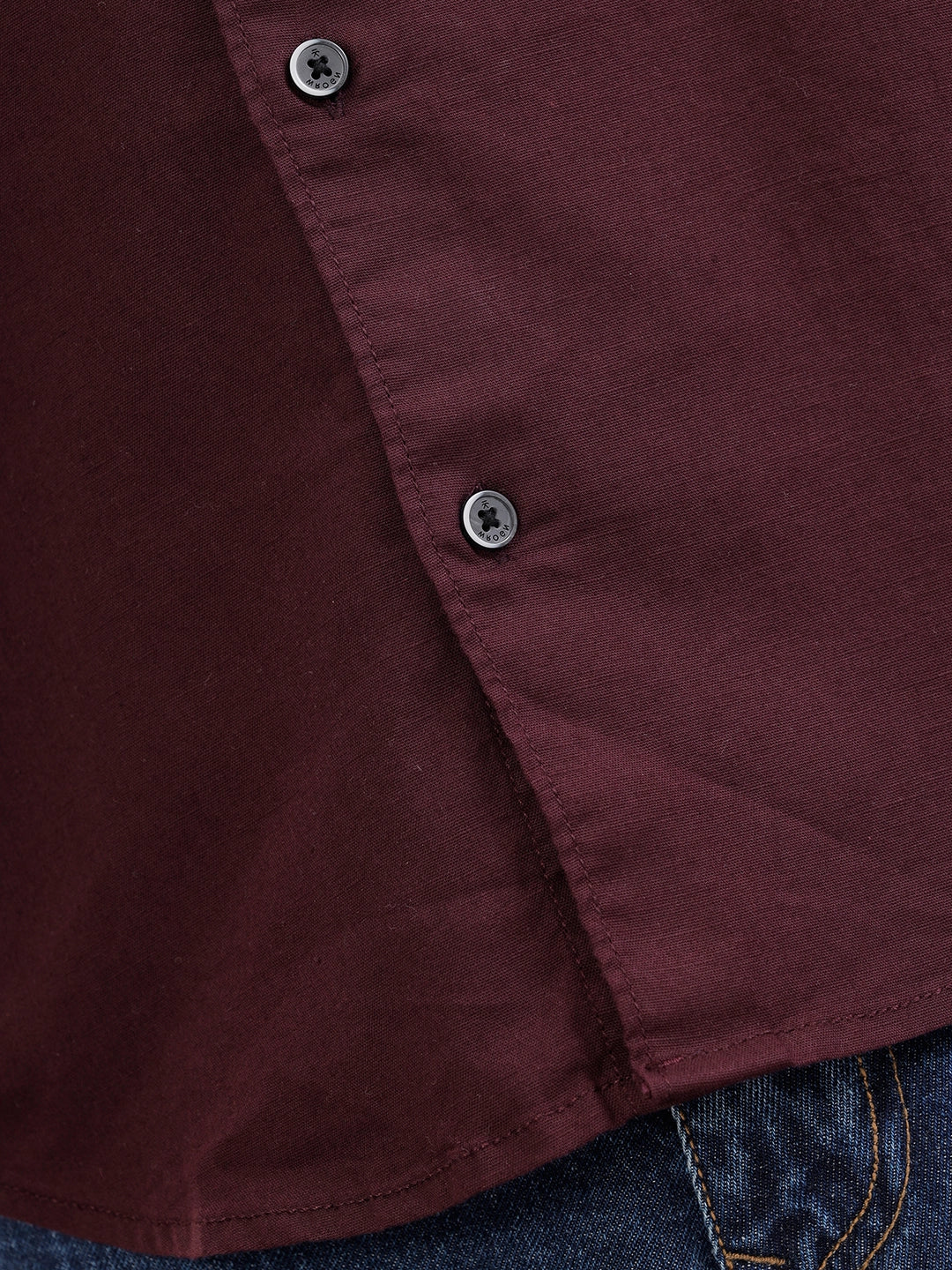 Solid 100%Cotton Regular Fit Shirt | Maroon - Image 5