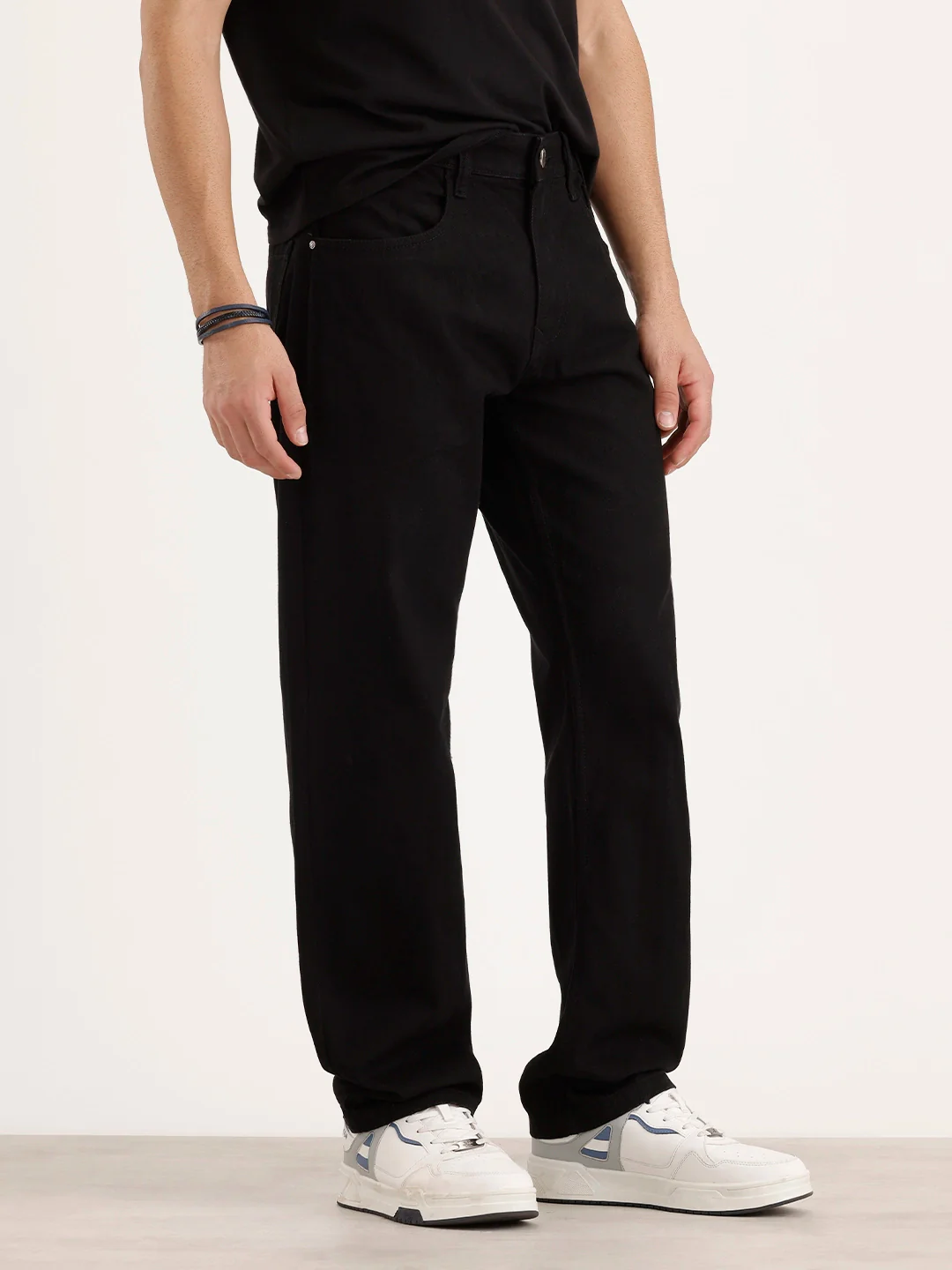 Solid Anti Fit Denim Jeans | Black - Image 4