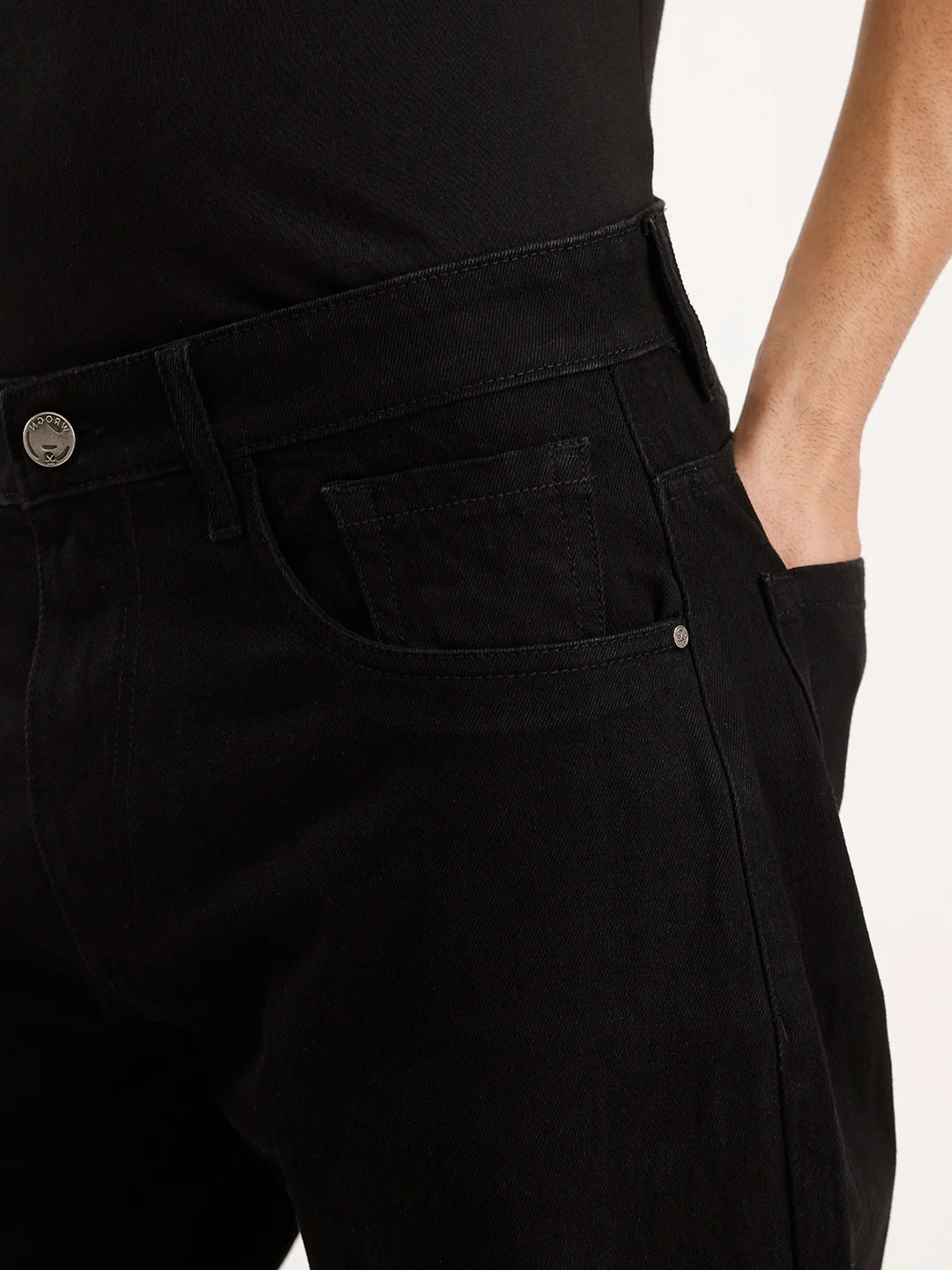 Solid Anti Fit Denim Jeans | Black - Image 5