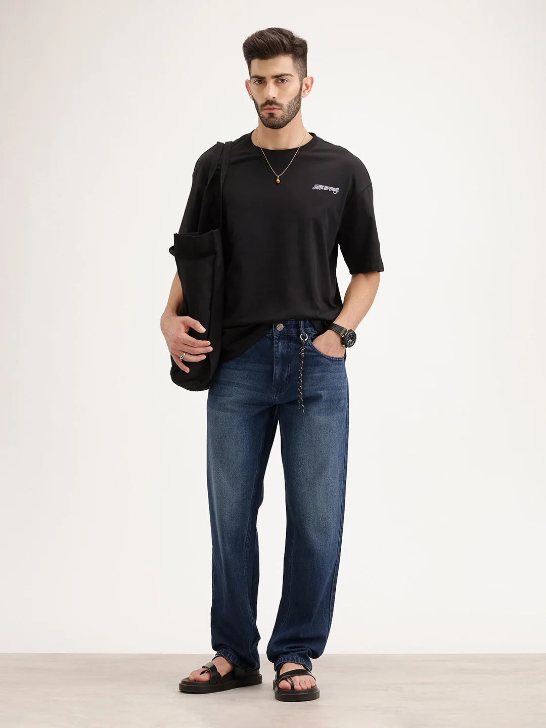 Solid Anti Fit Denim Jeans | Blue - Image 2