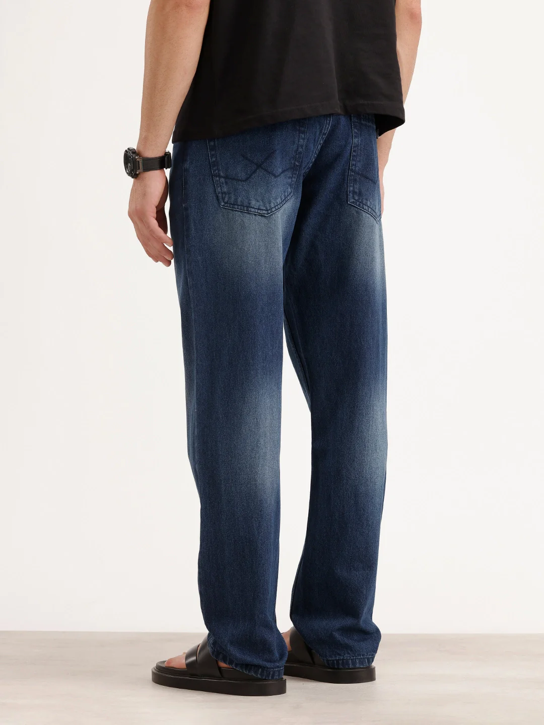 Solid Anti Fit Denim Jeans | Blue - Image 3