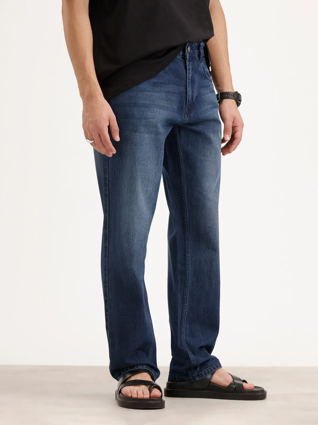 Solid Anti Fit Denim Jeans | Blue - Image 4