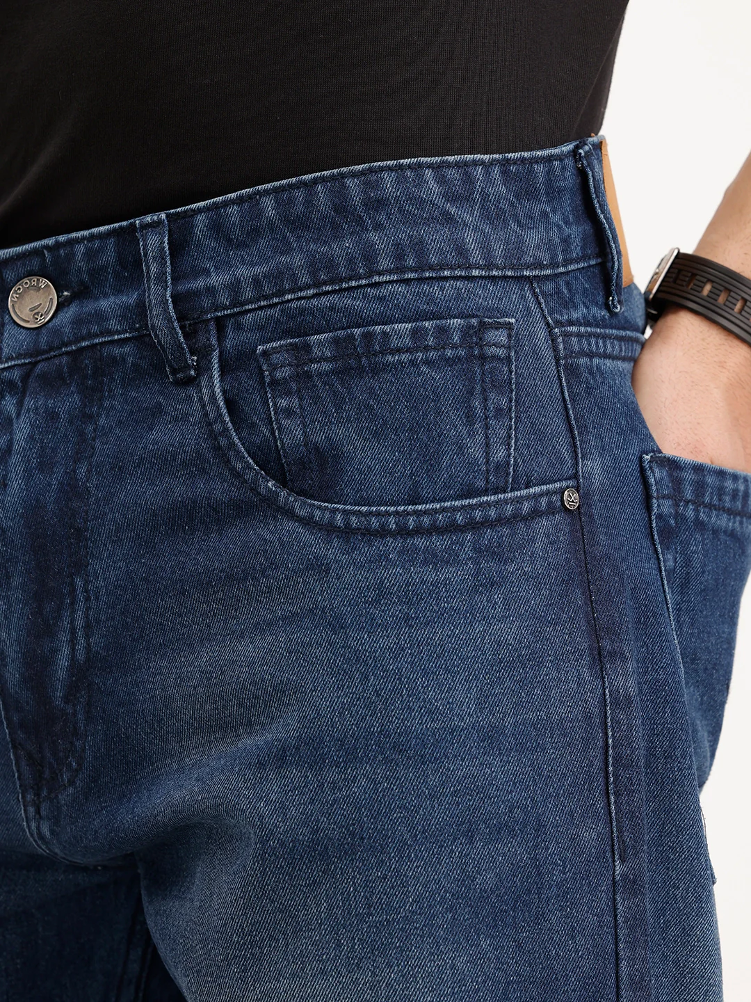 Solid Anti Fit Denim Jeans | Blue - Image 5